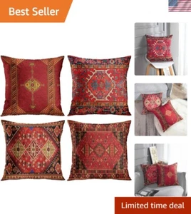 Colorful Red Tribal Pillow Covers Set - Oriental Ikat Home Decor Accent - Picture 1 of 8