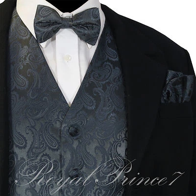 NEW Men's PAISLEY Design Dress Vest and Bow Tie & Hankie Set For Suit or Tuxedo - Image 1 of 3