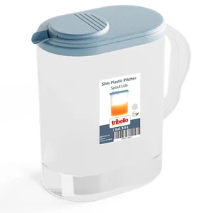 Pitcher with Lid 1 Gallon, Slim Clear Plastic Water Pitcher with Pivot-Top Spout - Picture 1 of 12