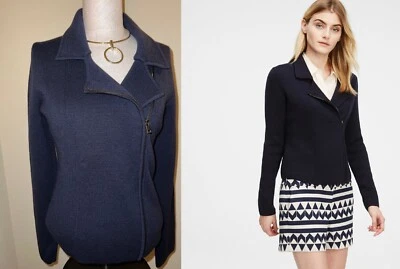 ANN TAYLOR * SUÉTER AZUL MARINO PUNTO MOTO CHAQUETA * CREMALLERA FRONTAL * TALLA M NUEVO CON ETIQUETAS Foto 1 de 4