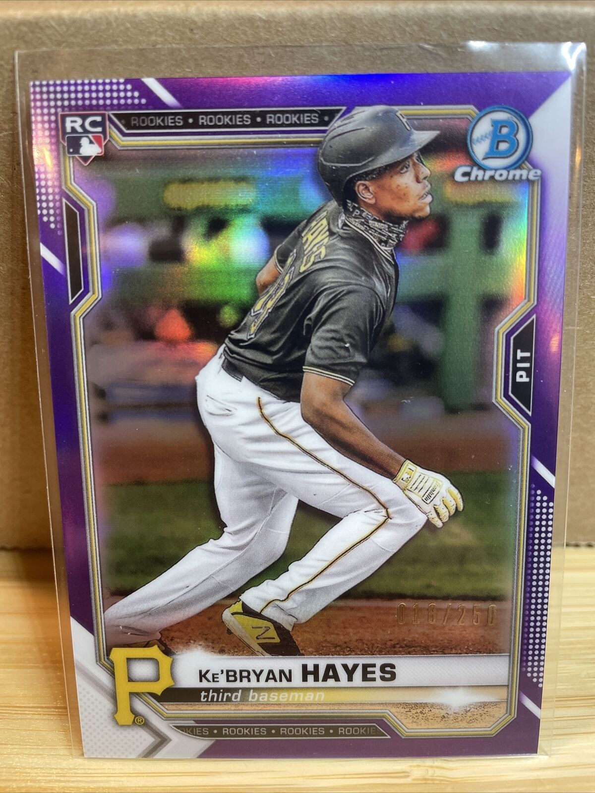 2021 Bowman Chrome Purple Refractor #29 Ke'Bryan Hayes RC Rookie #/250 Pirates