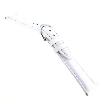 Correa de reloj Timex de 16 mm de cuero genuino de becerro blanca acolchada cosida para hombre Foto 1 de 3