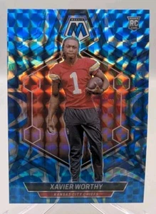 2024 Panini Mosaic Xavier Worthy RC Reactive Blue Prizm Kansas City Chiefs  - Picture 1 of 2
