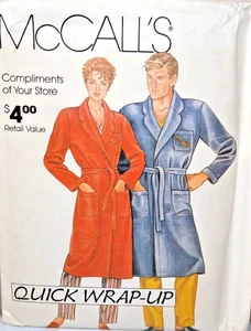 RETRO 80s McCall's Pattern 0011 QUICK WRAP-UP Robe - Men & Women Size S To XL - Picture 1 of 2