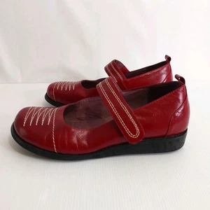 Minki Red Mary Jane Style Leather Flat Shoes Size 39 Merry - Picture 1 of 9