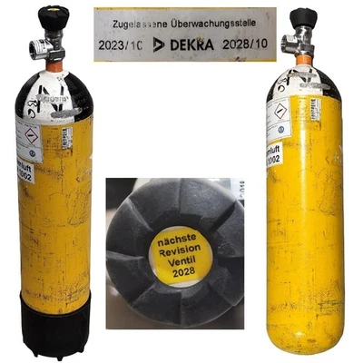 Atemluftflasche 6l 300 bar Atemluft Flasche TÜV bis 2028/10 Ventil Stahlflasche - Bild 1 von 4