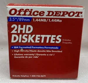 25 Office Depot 2HD IBM Formatted Floppy Disks Diskettes 1.44 MB SEALED Box Of25 - Afbeelding 1 van 5