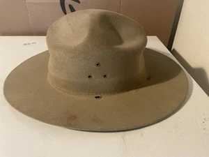 Vintage Stetson Beaver Cowboy Trooper Ranger Hat Beige 7 1/8 - Picture 1 of 15