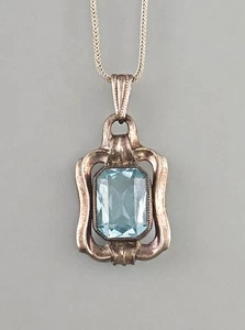A-9425294 835 Argento Ciondolo Blu Topazio Vintage Con Collana L70cm - Foto 1 di 3