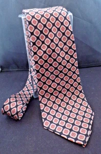 Vintage Leonardo 100% Silk Tie, Geometric, Black & Burgundy (2235) - Picture 1 of 3
