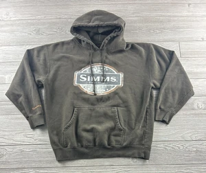 Simms Felpa da Pesca con Cappuccio Marrone Uomo Grafica Frontale Bozeman Montana - Foto 1 di 6