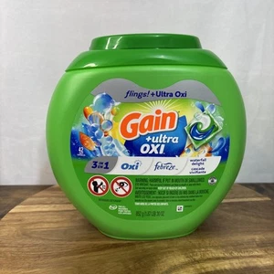 Gain Flings Ultra Oxi Laundry Detergent Pacs, Waterfall Delight Scent 42 Count - Picture 1 of 3