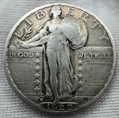 1929 D Standing Liberty Quarter 90% SILVER DENVER - Image 1 of 3
