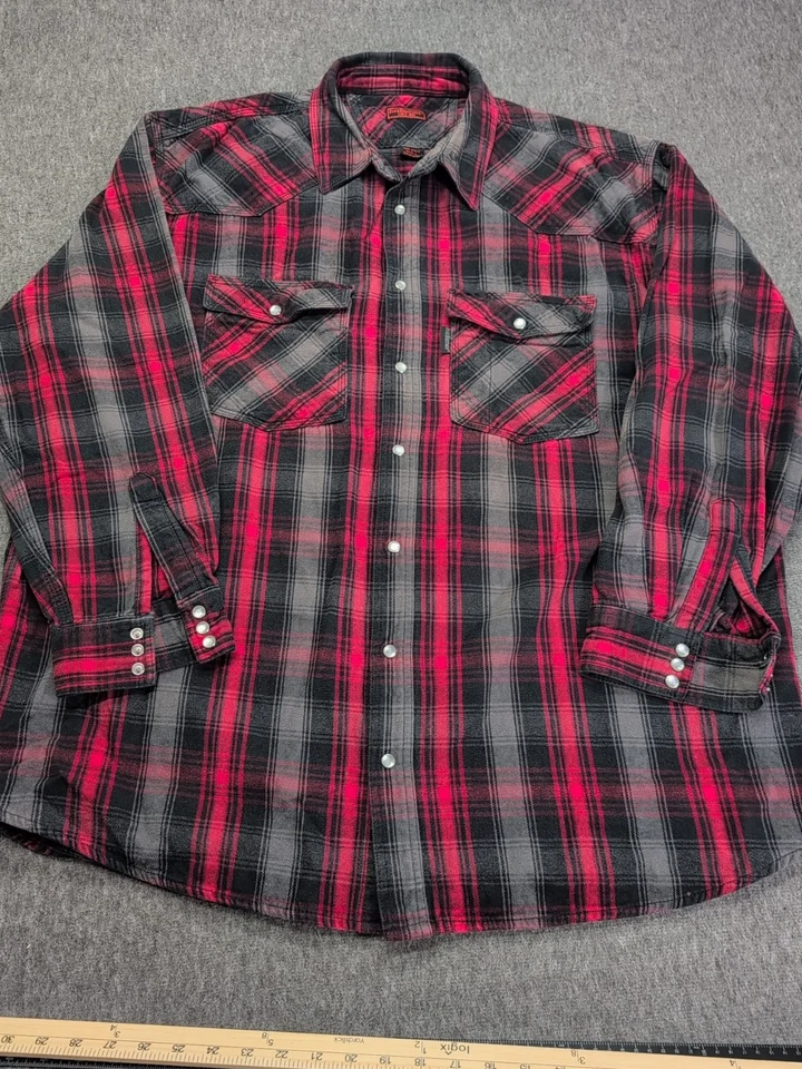 Camisa Five Brother Para Hombres Franela Pesada Abotonada Manga Larga Roja A Cuadros Talla 2XL Foto 1 de 4