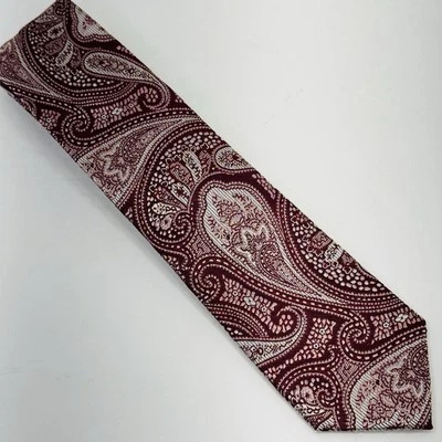 "Corbata Joseph Abboud gris borgoña blanco cachemira 100 % seda 61""x3""" Foto 1 de 4