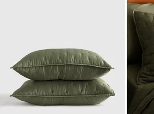 NEU SCHMUTZIGE Quitten Bio Bambus olivgrün Standard Shams! (2er Set) - Bild 1 von 7