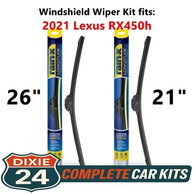 Rain-X Longitude Windshield Wiper Kit fits: 2021 Lexus RX450h (26" & 21") - Image 1 of 4