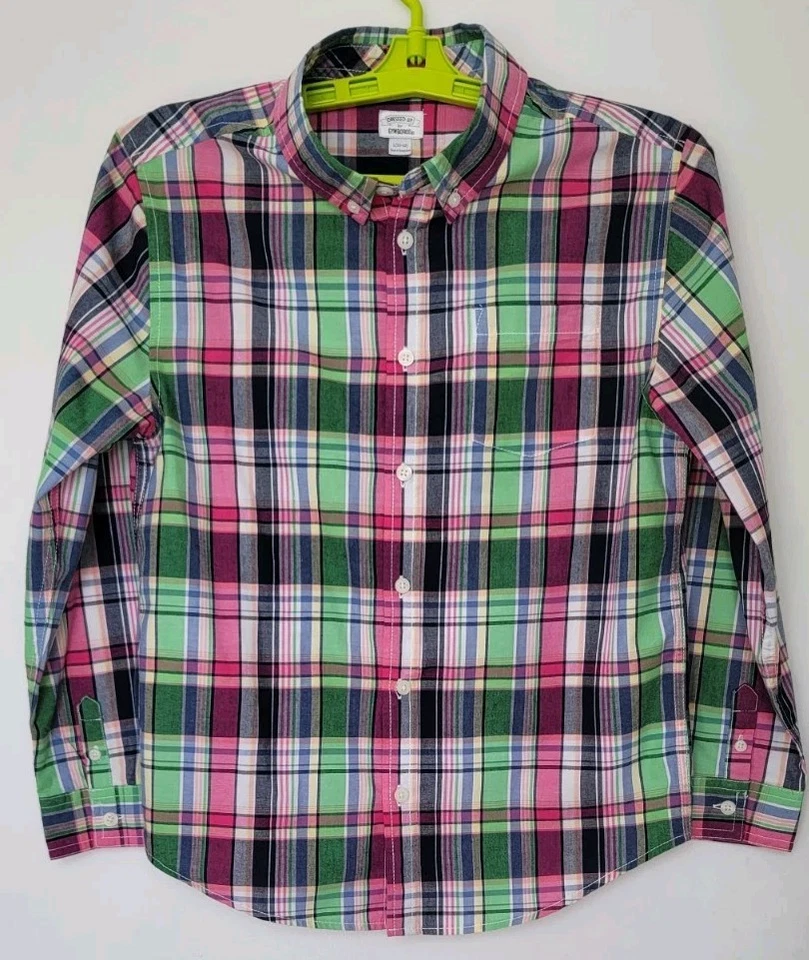 Camisa de Vestir Gymboree Niños L/S Cuadros Verde/Azul/Rosa Talla 10-12 Preppy Primavera Foto 1 de 3