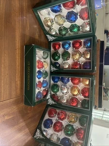 Vintage Christmas Ornaments Balls Boxed Coby Pyramid Rauch 5 Boxes Glass - Picture 1 of 10