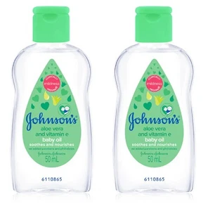 2x Johnson s Baby Oil with Aloe Vera and Vitamin E Smooth Moisture Skincare 50ml - Picture 1 of 5