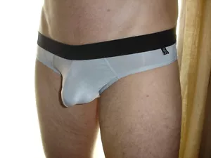 8 euro au lieu 14 Slip Bag Gris Argenté NEOFAN taille S avec poche profond sexy - Imagen 1 de 6