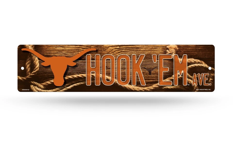Letrero de calle Texas Longhorns ¡NUEVO! 4"X16" "Hook 'Em Ave." Hombre Cueva Naranja Foto 1 de 1