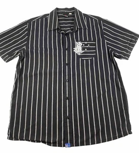 Rip Curl Button Up Black Striped Casual Short Sleeve Shirt Men's XL - Picture 1 of 11