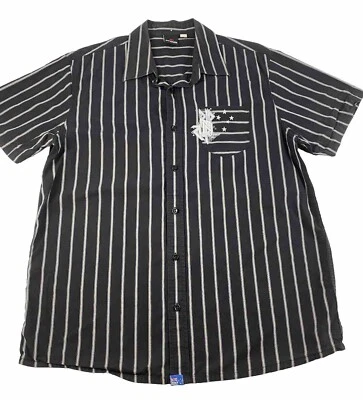 Rip Curl Button Up Black Striped Casual Short Sleeve Shirt Men's XL - Image 1 of 4