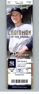 New York Mets vs New York Yankees 4/26/2015 Full Ticket - Whitey Ford