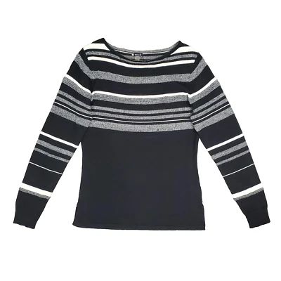 Suéter Pullover Smartwool Mujer Mezcla Merino Rayas L Negro Blanco Exterior Foto 1 de 4