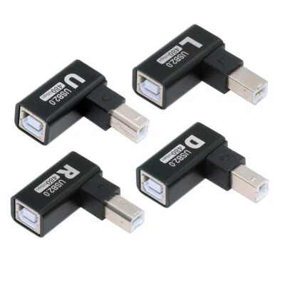 CY Type-B USB 2.0 Extension Adapter Male to Female Vertical Angled 90 Degree - Image 1 of 4
