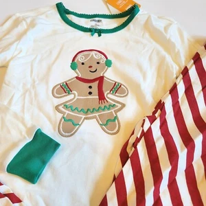 Gymboree Girl Sz 10 Candy Cane Gingerbread Pajamas PJs Gymmies - Picture 1 of 2