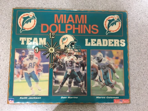 NFL TEAM PLAYERS  MIAMI DOLPHINS WALL CLOCK  DAN MARINO K. JACKSON  M. COLEMAN Cover