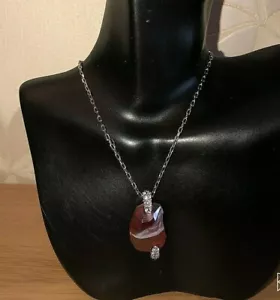 Collana elegante donna nuova bellissima splendida argento con ciondolo pietra preziosa - Foto 1 di 1