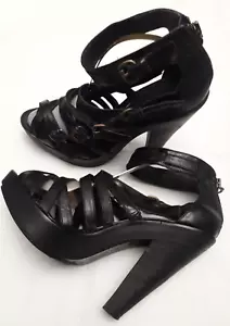 AllSaints Jolene Sandals Black Leather UK 7 - 7.5 / 41 - Picture 1 of 15