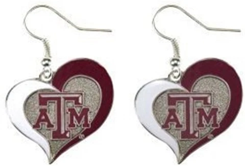 New Texas A&M Aggies Heart Shape Fish Hook Earrings, Gift for Her Mom Cover