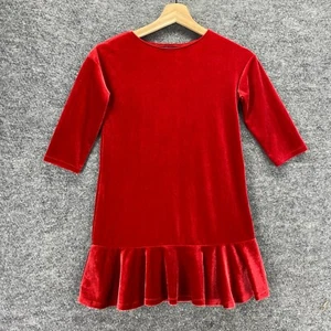Lands' End Dress Girls Red Velvet Ruffle 7/8 Years - Picture 1 of 9