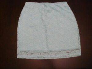 HOLLISTER WOMEN SZ SM LIGHT GREEN LACE MIMI SKIRT-16" LONG-LINED-PULL ON-STRETCH