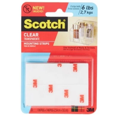 Tiras de montaje transparentes Scotch, 8 soportes de tira, 1"X3" Foto 1 de 4
