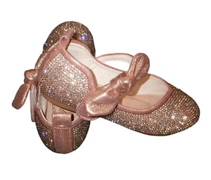 New Princess Toddler Sparkly Pink Silver Flats Size 26 - Picture 1 of 5