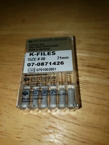6 pack Patterson Dental K-Files Endo Handfiles Size #08 21mm - Picture 1 of 1