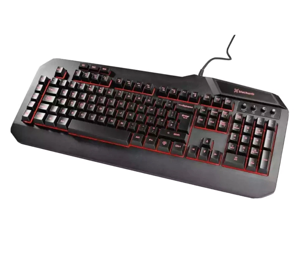 BlackWeb Blacklit Gaming Keyboard - Programmable Keys + 5 Buttons - Image 1 of 2