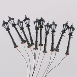 10pcs 1:150 Scale Model Trains Metal Light Poles Wired LED Lighted Street Lamps - Picture 1 of 5