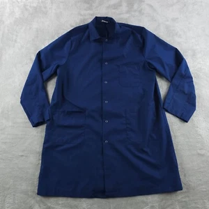 Vintage Angelica Lab Coat Mens Large Blue Cotton Blend Utility Smock Workwear - Picture 1 of 14