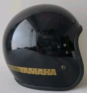 YAMAHA GT SERIES MEDIUM BLACK HELMET 58CM 7 1/4" DOT MADE IN USA 70'S 3/4 - Picture 1 of 16