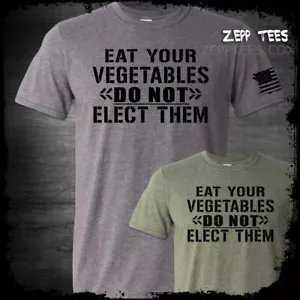 Camisa Eat Your Vegetables Do Not Them FJB Let's Go Brandon Biden Meme EE. UU. - Imagen 1 de 3