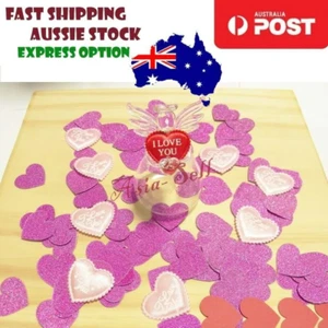 100x 3cm Hearts PURPLE GLITTER Valentines Birthday Wedding Party Decoration Pink - Picture 1 of 2