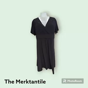 Calvin Klein Faux Wrapped Embellished Black Midi Zip Dress - Womens Plus Size 3X - Picture 1 of 14