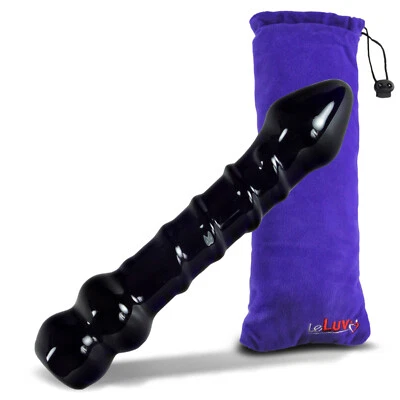 LeLuv Glass 7 Inch Curved Mushroom Tip Textured Shaft Dildo - Image 1 of 4