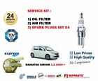 FOR DAIHATSU SIRION 1.3 + 4WD 2005->NEW OIL AIR 2 FILTER SET + SPARK PLUGS SET